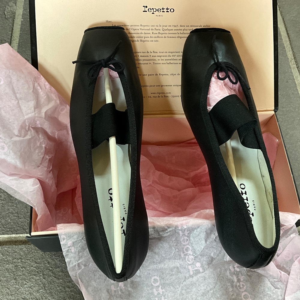Repetto Caterin Noir black ballet flats 39 NEW IN BOX & BAG, NEVER WORN PRISTINE